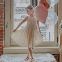 CREAM DRESS IN LINEN, CHILD