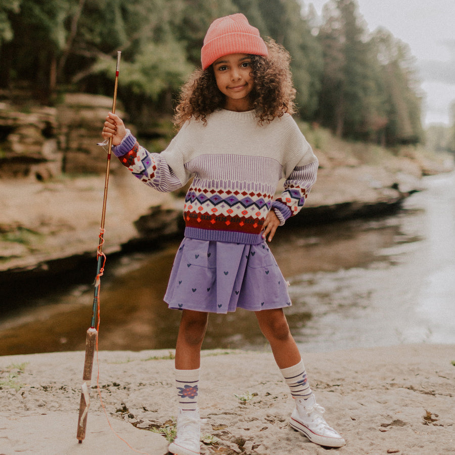 PURPLE DRESS WITH HEARTS IN SOFT JERSEY, CHILD