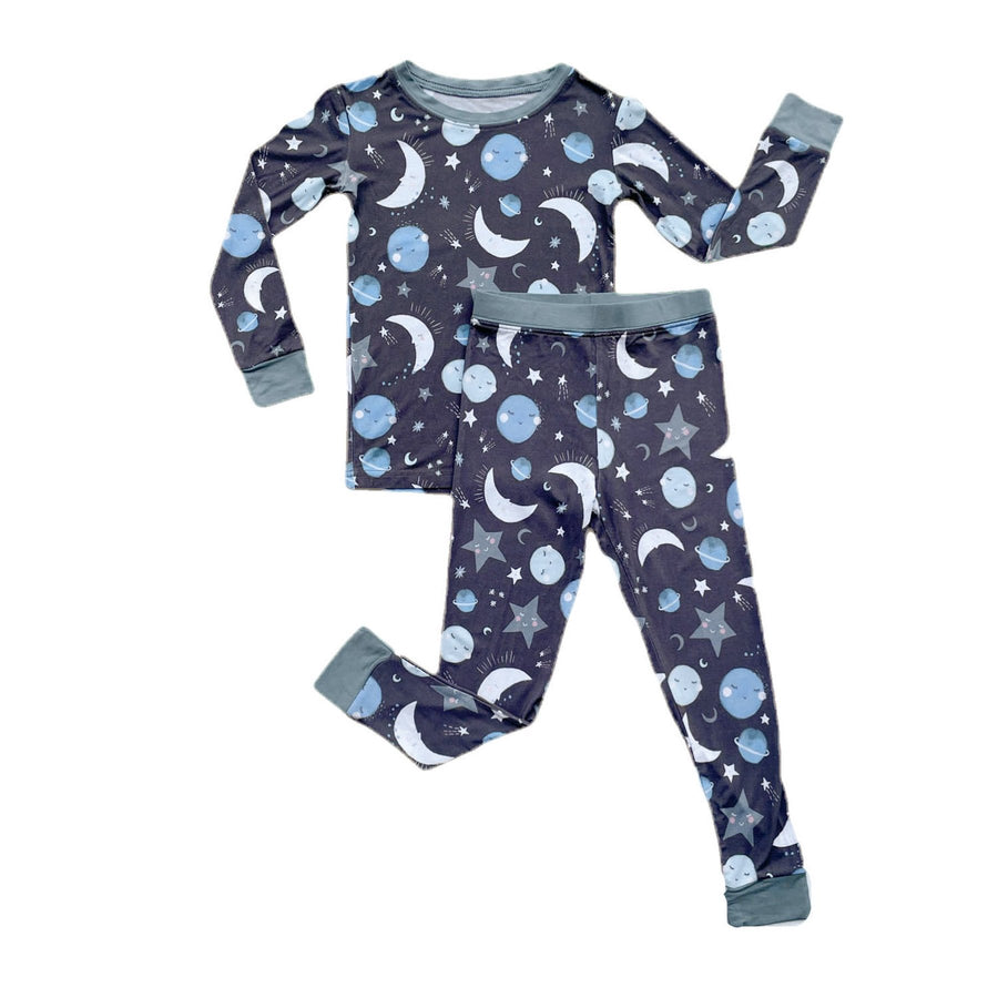 Blue To the Moon & Back Two-Piece Bamboo Viscose Pajama Set