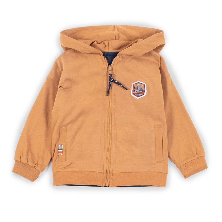 REVERSIBLE ZIP HOODIE - BROWN