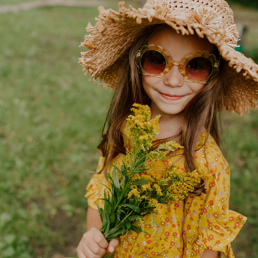 YELLOW FLOWERY DRESS IN VISCOSE, CHILD