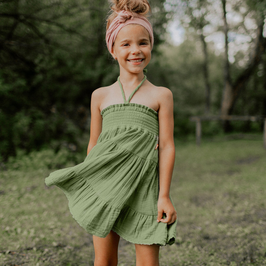 GREEN SKIRT OR DRESS IN MUSLIN, CHILD